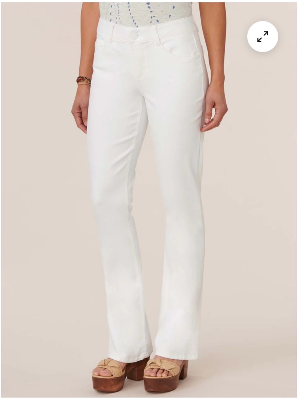 Democracy “Ab” solution bootcut white raw hem jeans, size 8, perfect